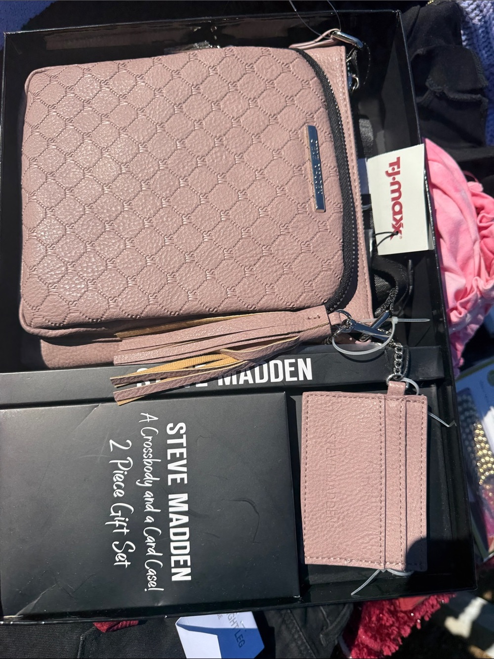Steve Madden Blush Pink Crossbody Wallet and Card Case Set